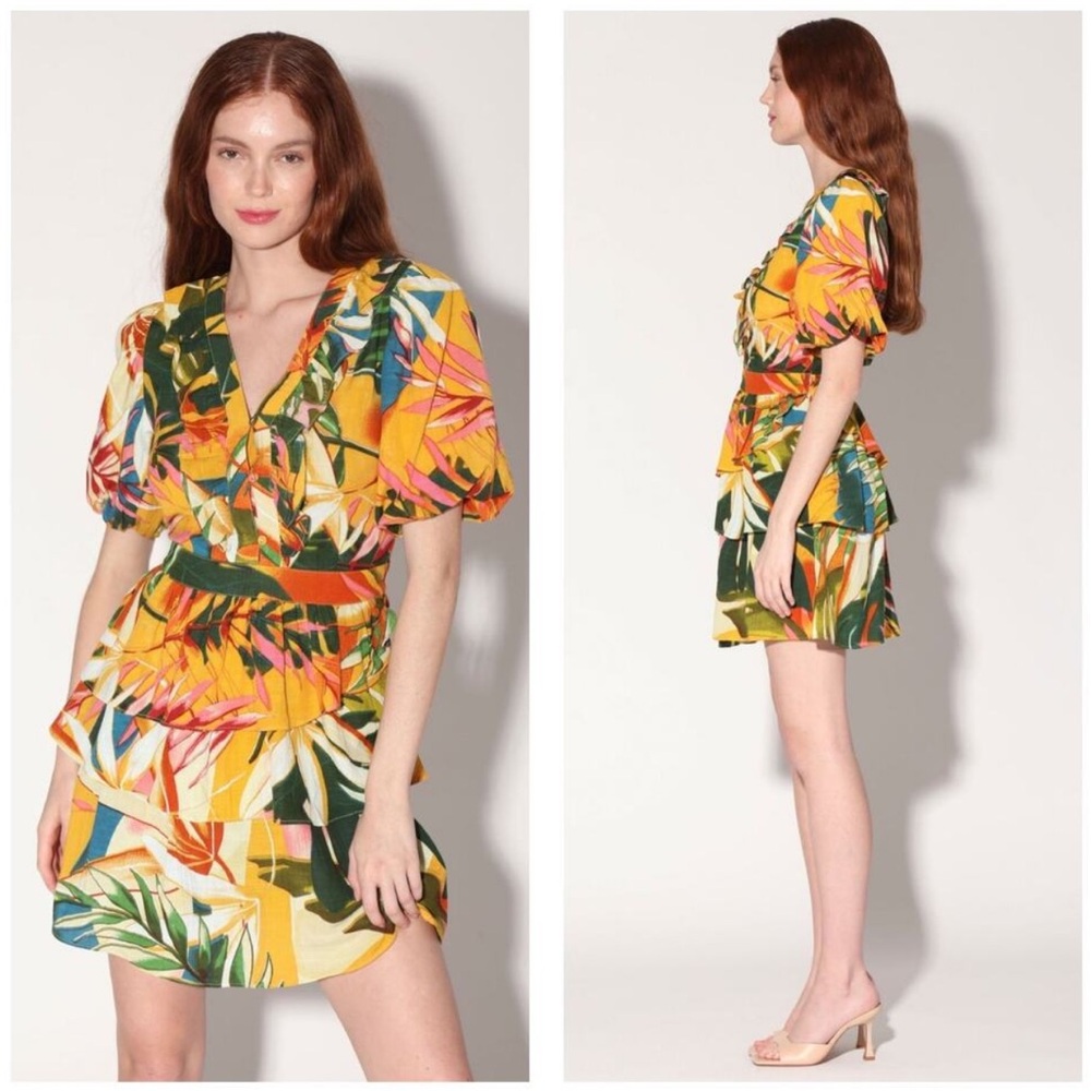 Walter Baker Alani Ruffled Floral-Print Cotton Mini Dress - 6